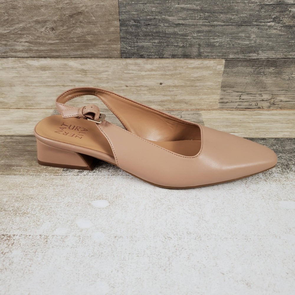 Naturalizer Banks Womens Slingback Sandals Sz 9 Neutral Nude Leather Pointed Toe